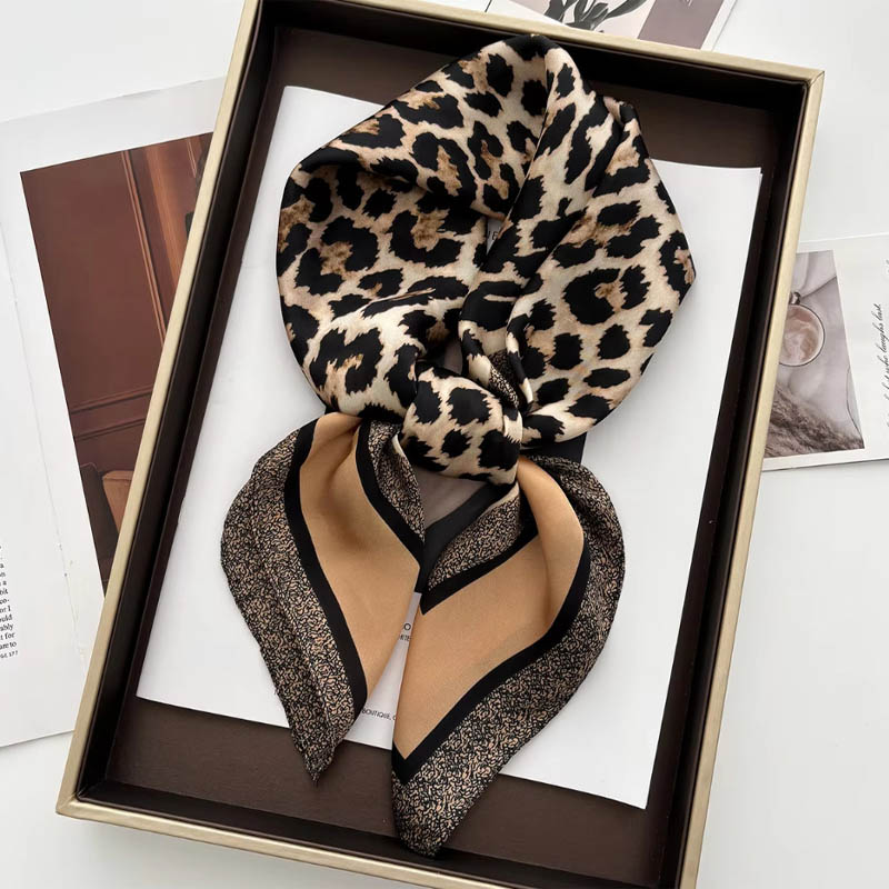 Face Scarf Mask - Luxury Leopard Print Female Satin Neck