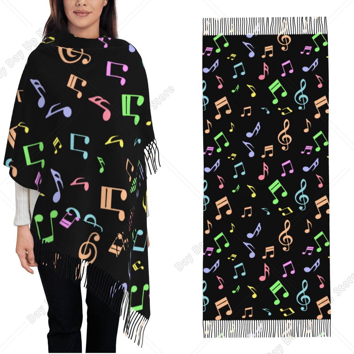 Cute And Colorful Music Notes  - огляд і ціна Pashmina Wrap Large