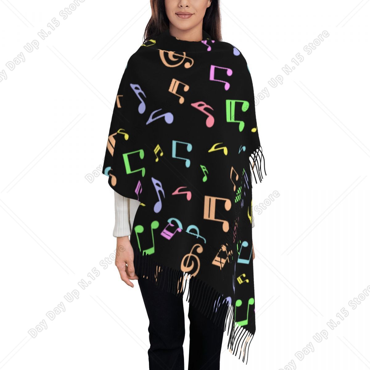 Cute And Colorful Music Notes  - огляд і ціна Pashmina Wrap Large