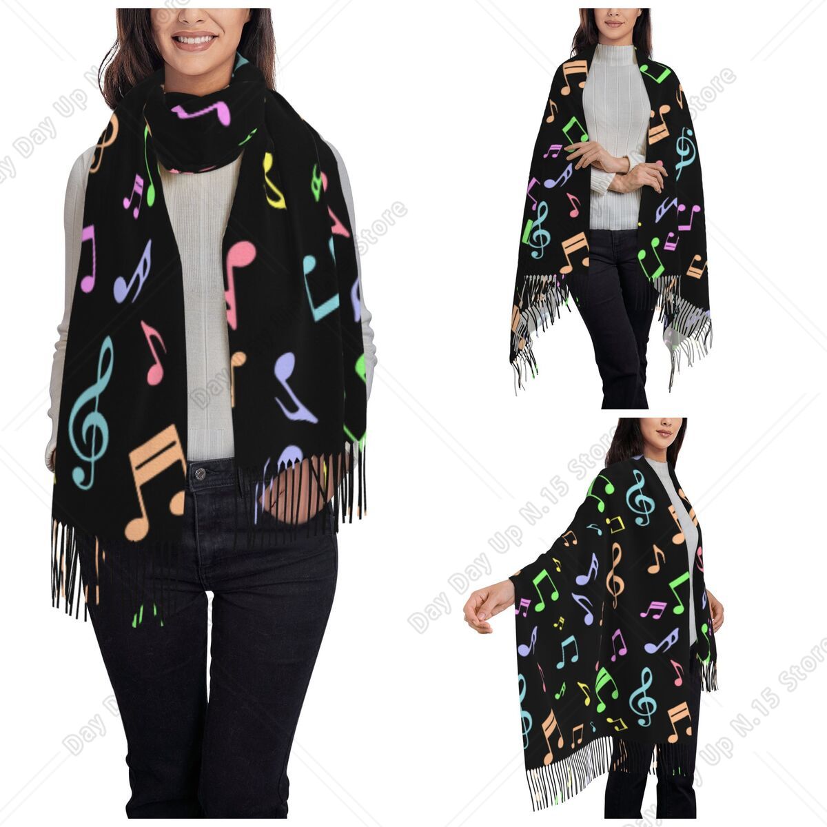 Cute And Colorful Music Notes  - огляд і ціна Pashmina Wrap Large