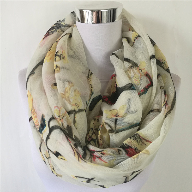New Magpie Bird print Viscose  - огляд і ціна Infinity Scarf Knit