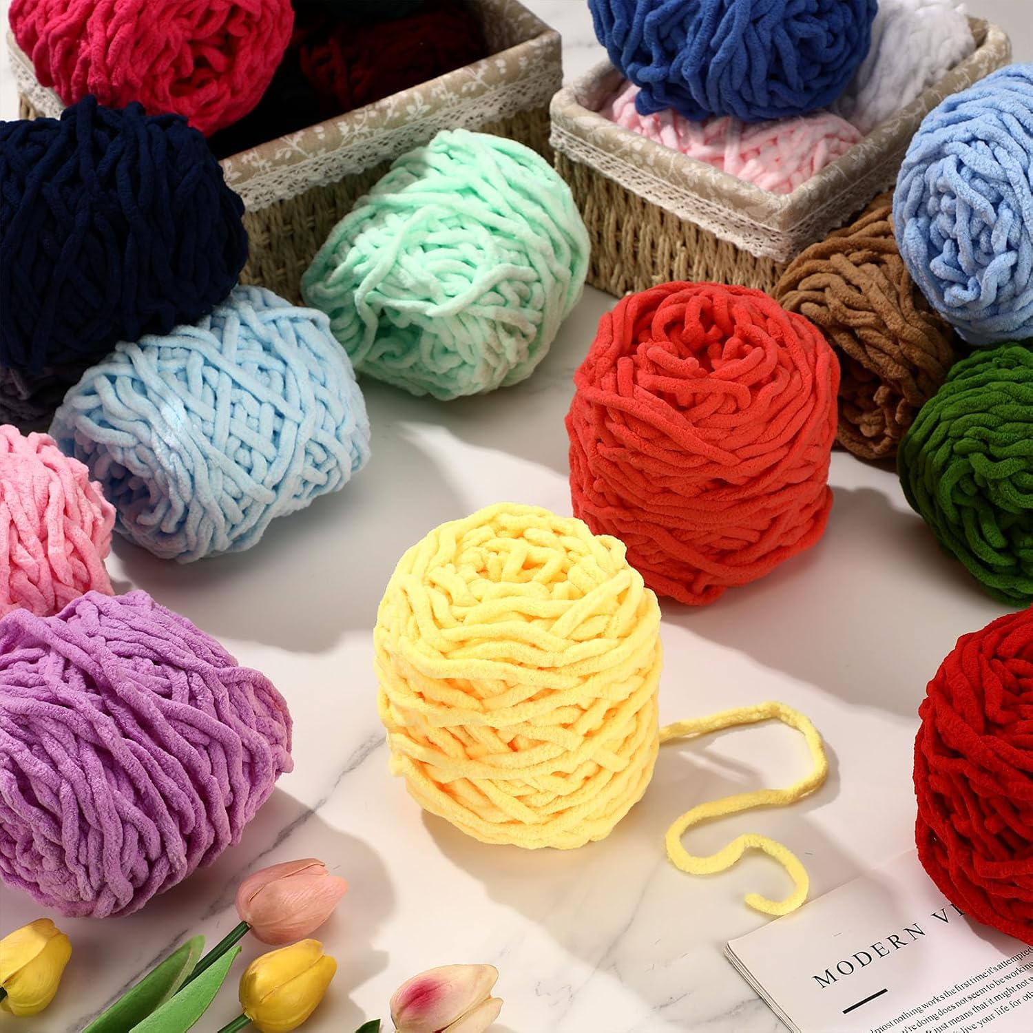 3PCS 300g Chenille Knitting Ya - огляд і ціна Woven Scarf Blanket
