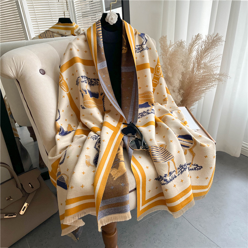 Luxury Horse Print Thick Cashm - огляд і ціна Woven Scarf Blanket