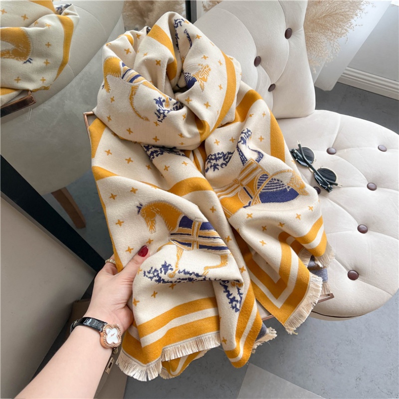Luxury Horse Print Thick Cashm - огляд і ціна Woven Scarf Blanket