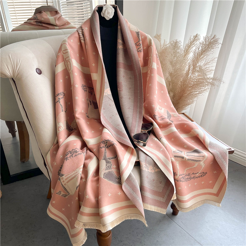 Luxury Horse Print Thick Cashm - огляд і ціна Woven Scarf Blanket