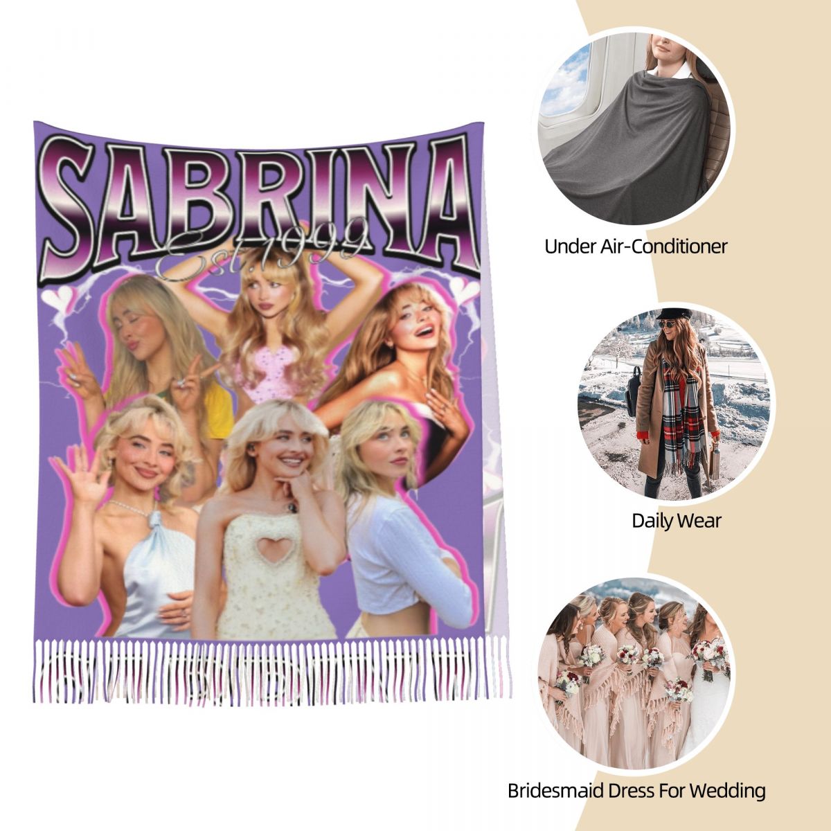 Sabrina Carpenter 90s Shawl Wr - огляд і ціна Pashmina Wrap Large