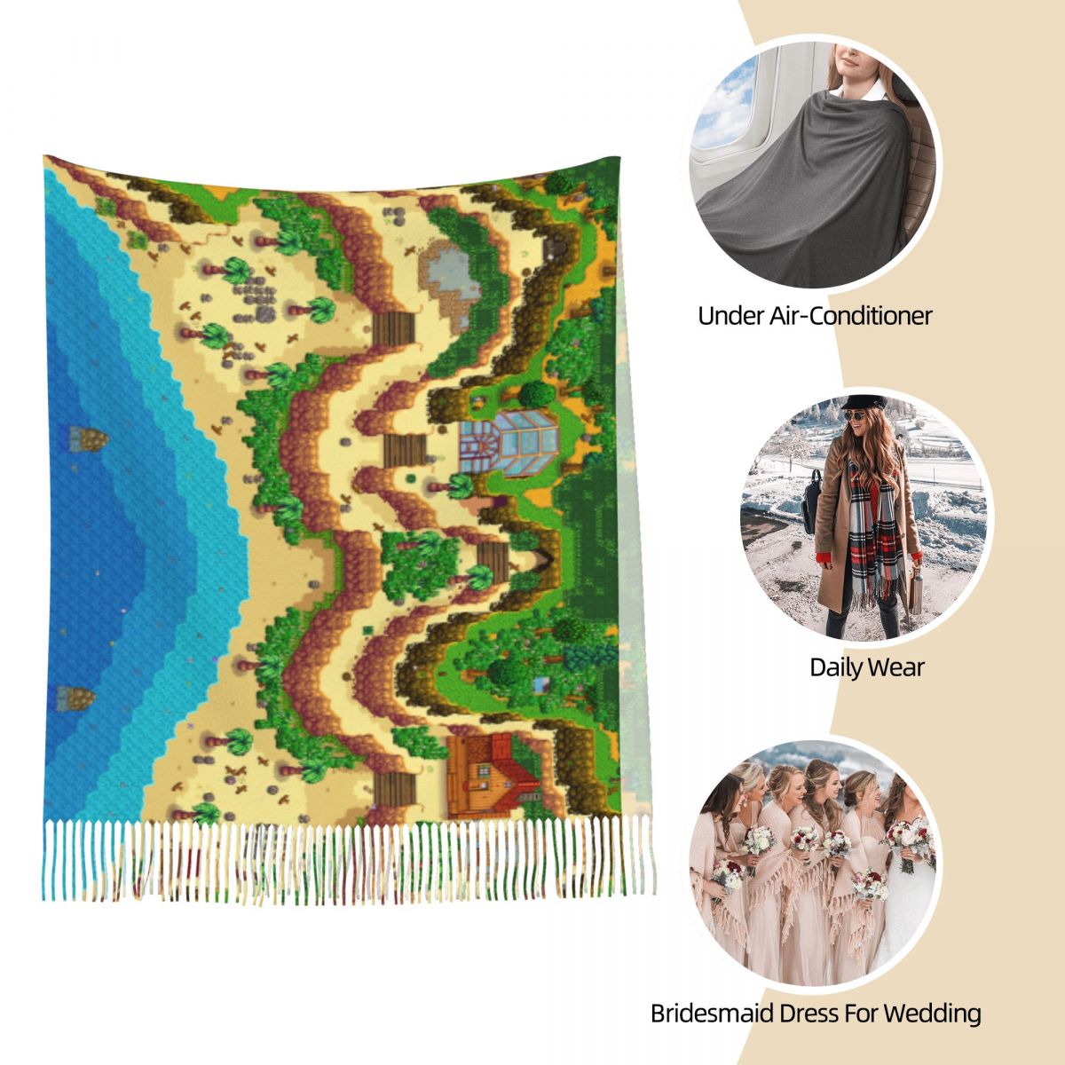 Stardew Valley Map Scarf for W - огляд і ціна Pashmina Wrap Large