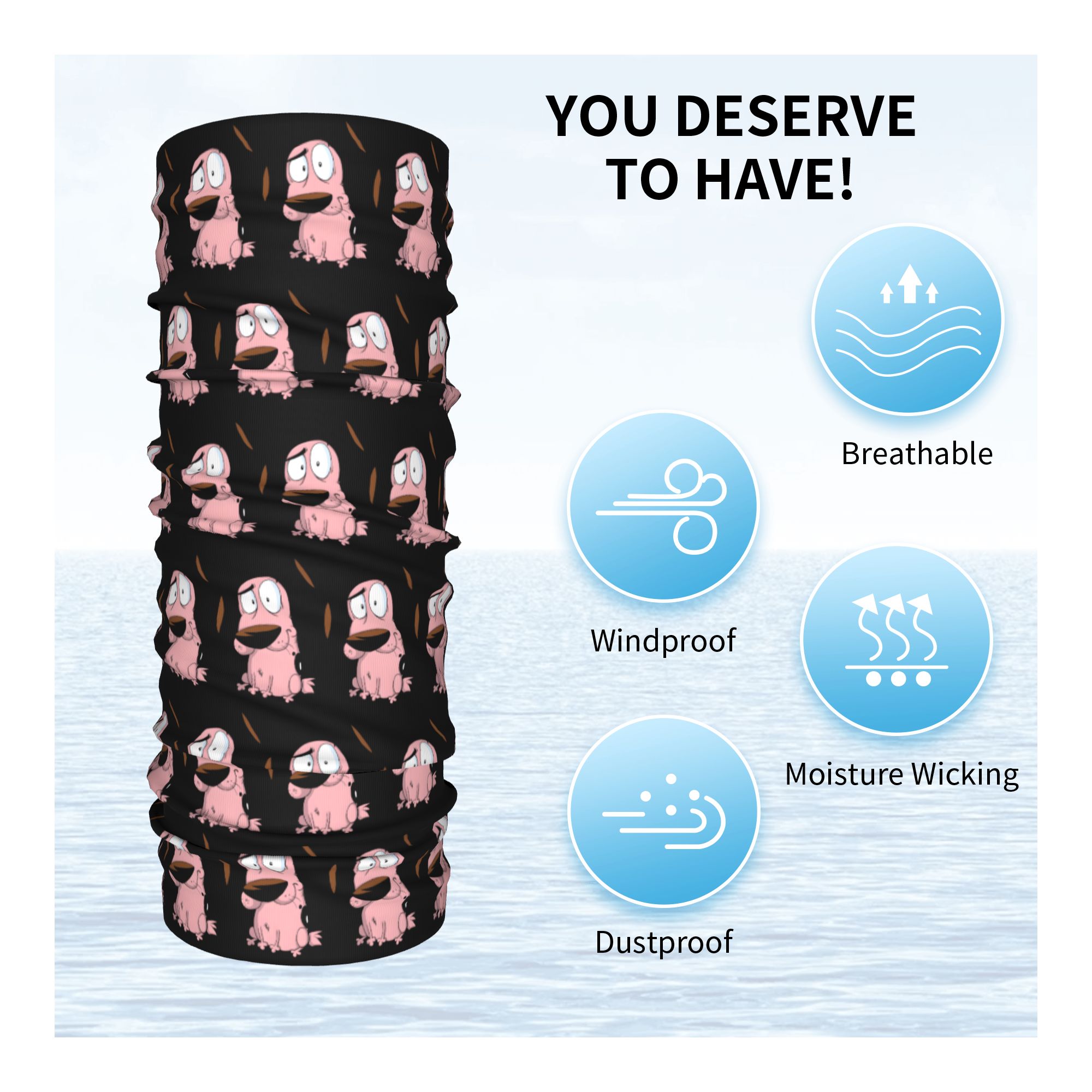 Custom Cartoon Courage Dog Win - огляд і ціна Neck Warmer Tube