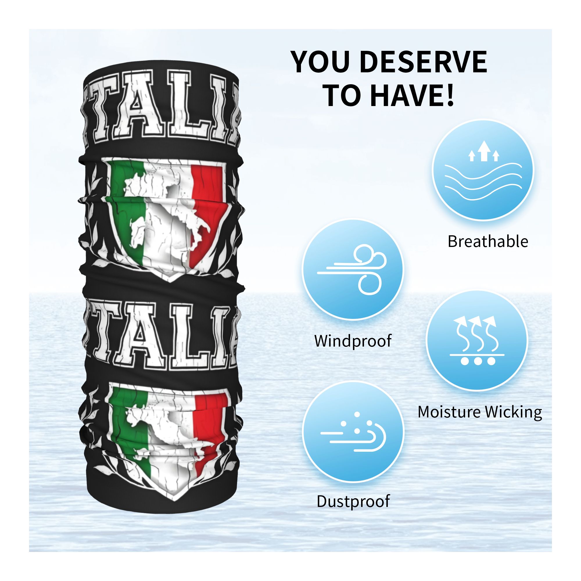 Custom Italy Flag Bandana Neck - огляд і ціна Neck Warmer Tube