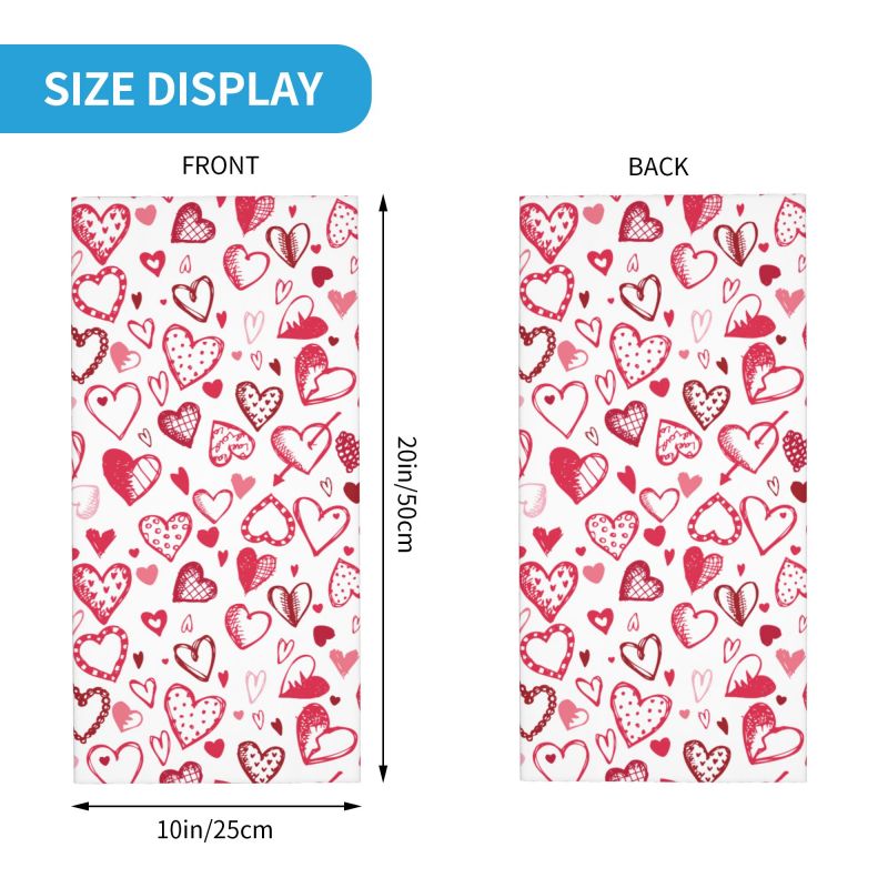 Pink Red Love Hearts Bandana N - огляд і ціна Neck Warmer Tube