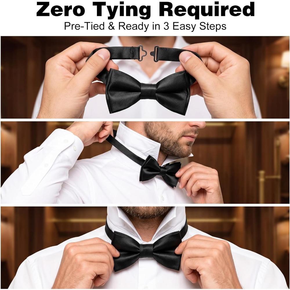 2-Piece Black Bow Ties, Pre-Ti - огляд і ціна Bow Tie Pre Tied