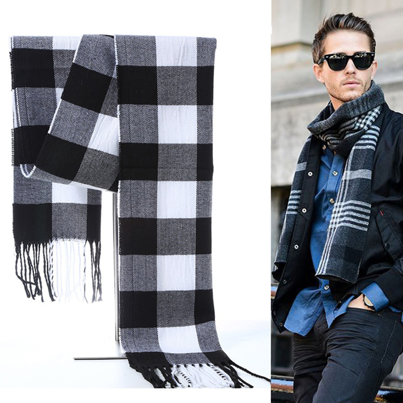 Winter Men Scarf Plaid Stripe  - огляд і ціна Muffler Men Wool