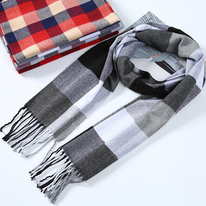 Winter Men Scarf Plaid Stripe  - огляд і ціна Muffler Men Wool