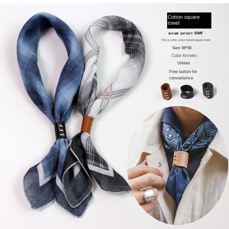 Men's Square Scarf with Button - огляд і ціна Ascot Neck Scarf
