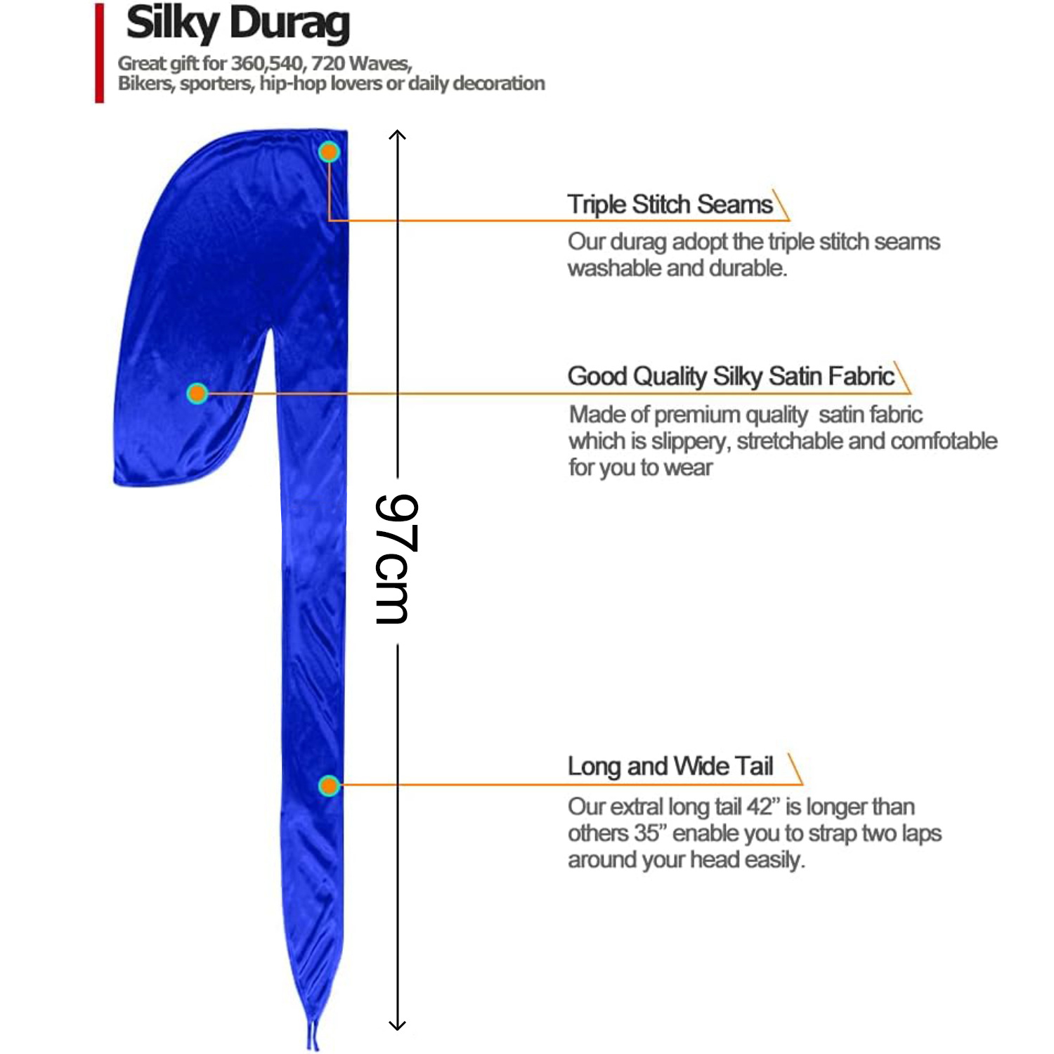 Men Satin Breathable Silky Dur - огляд і ціна Bandana Doo Rag