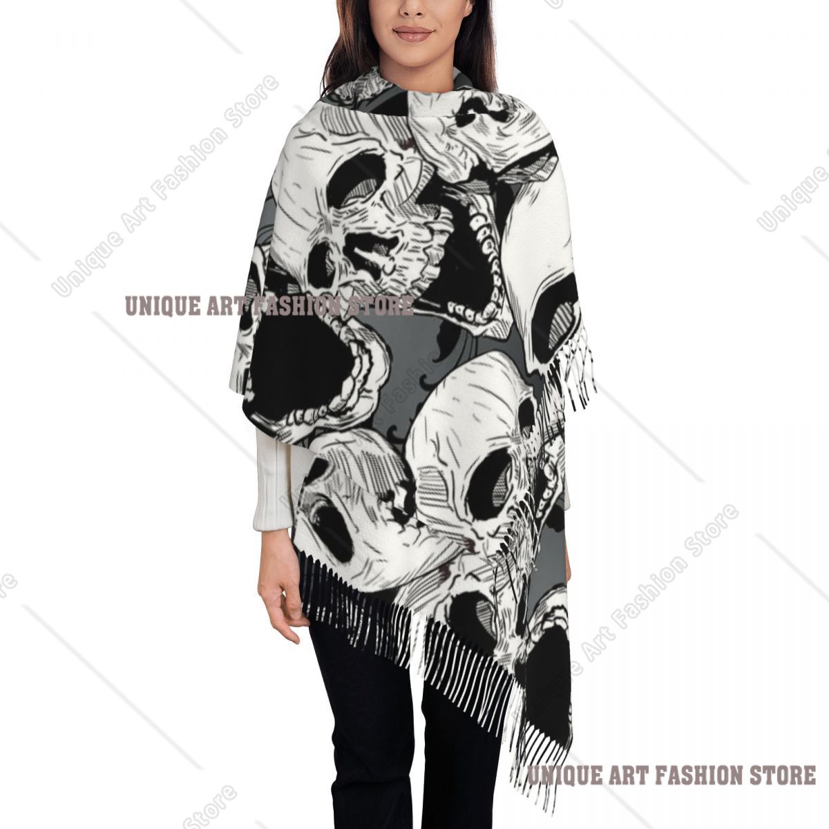 Womens Tassel Scarf Death Skul - огляд і ціна Pashmina Wrap Large