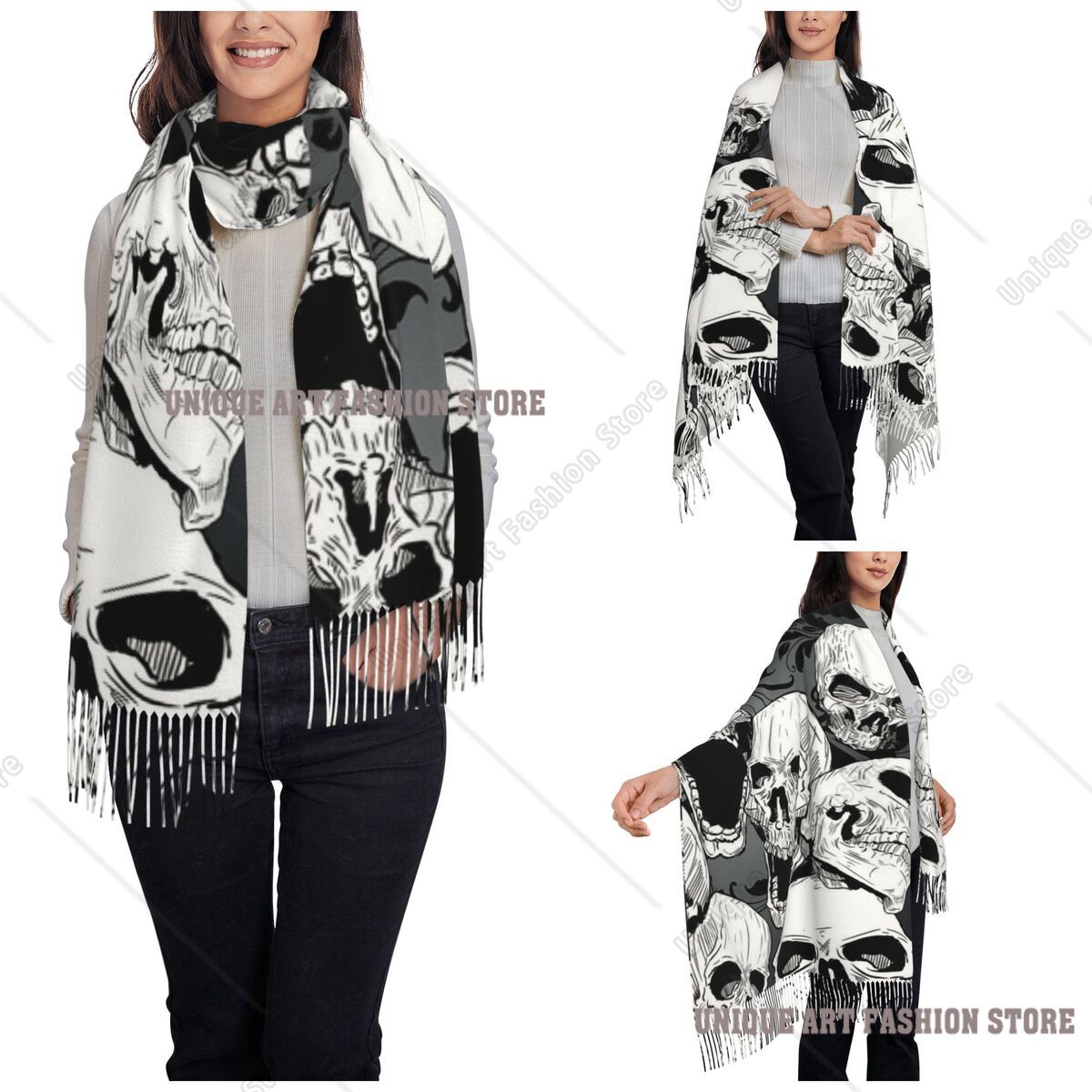 Womens Tassel Scarf Death Skul - огляд і ціна Pashmina Wrap Large