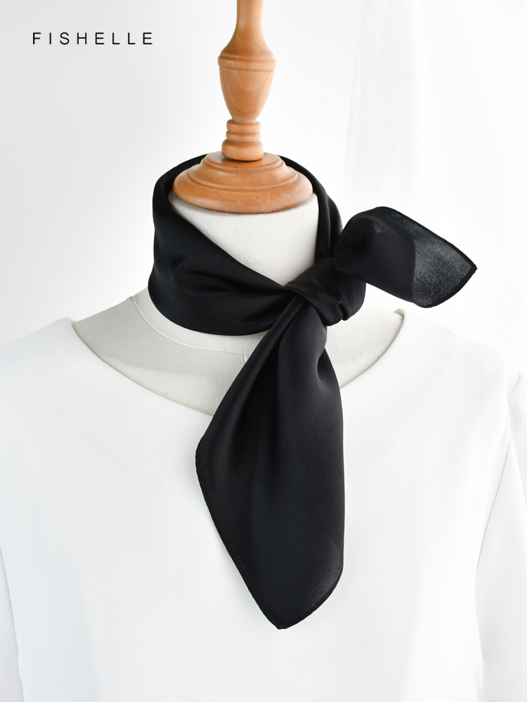 Solid color black pure silk sc - огляд і ціна Silk Neck Scarf