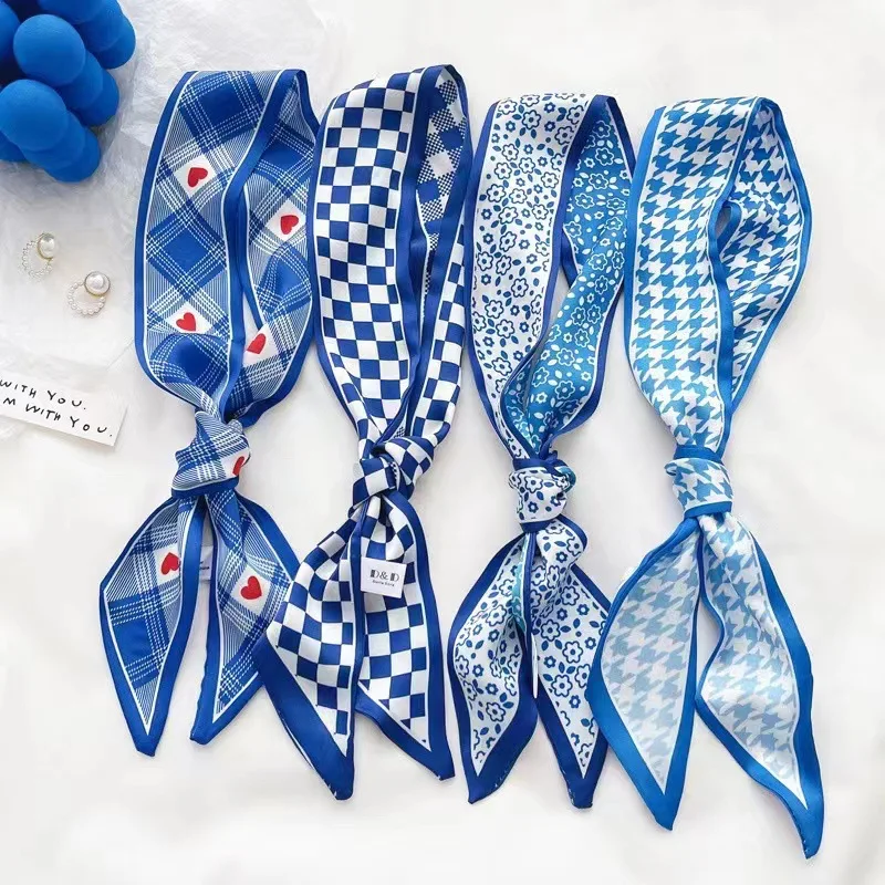 Klein blue silk scarf new chec - огляд і ціна Ascot Neck Scarf