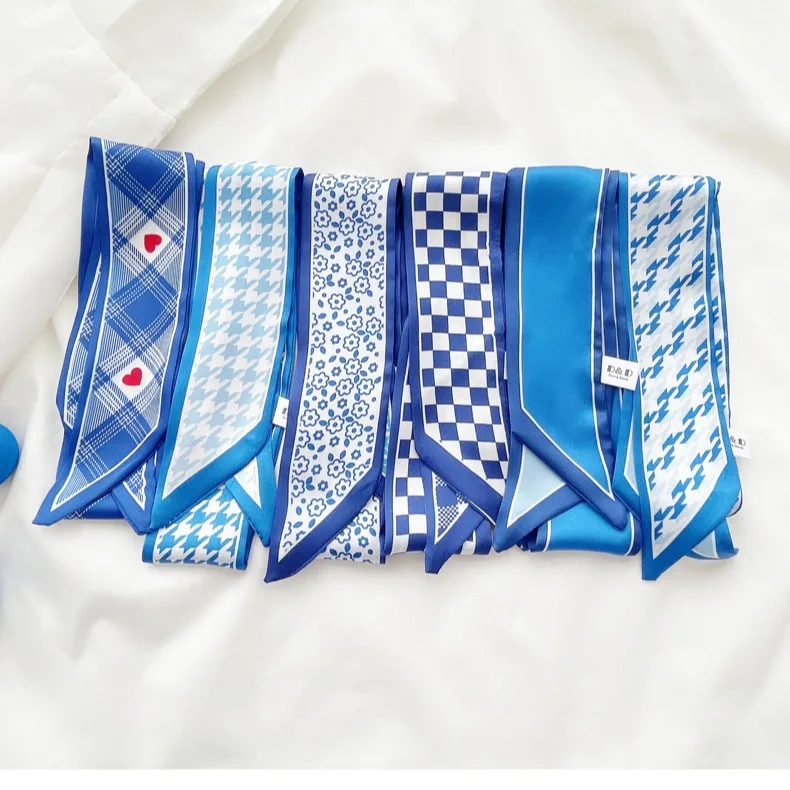 Klein blue silk scarf new chec - огляд і ціна Ascot Neck Scarf