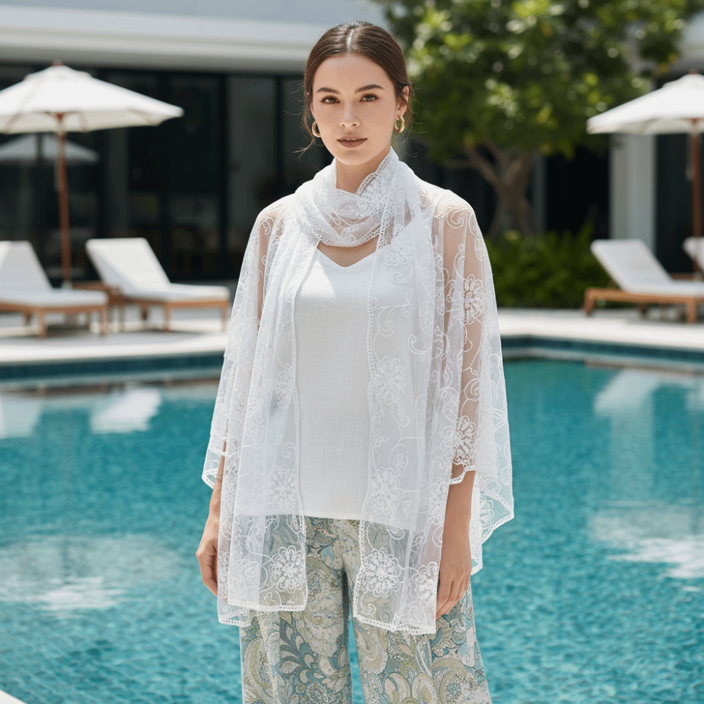 Lace Scarf Embroidered Floral  - огляд і ціна Stole Wedding Shawl