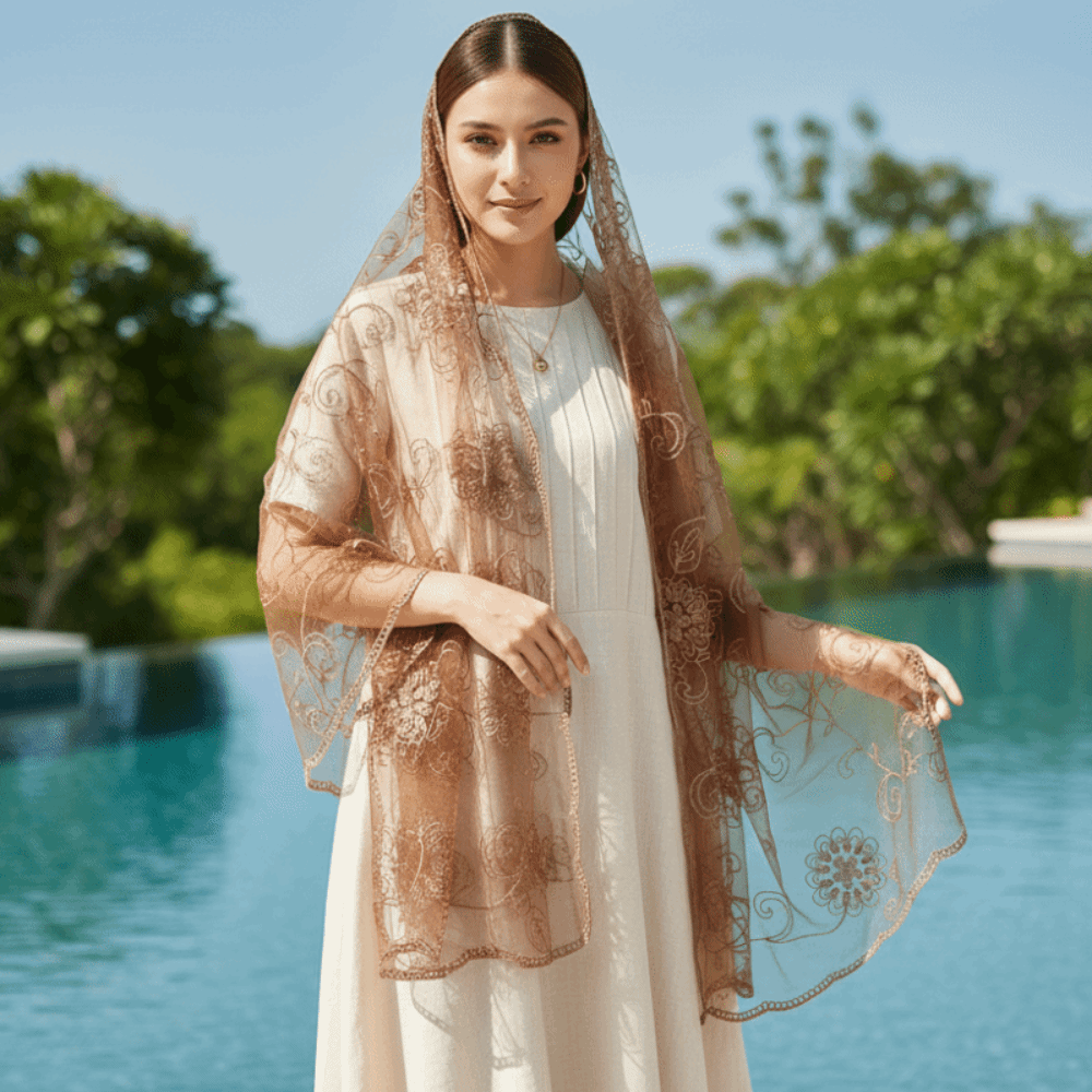 Lace Scarf Embroidered Floral  - огляд і ціна Stole Wedding Shawl